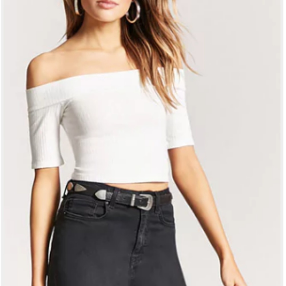 Ribbed off the shoulder crop top NWT
